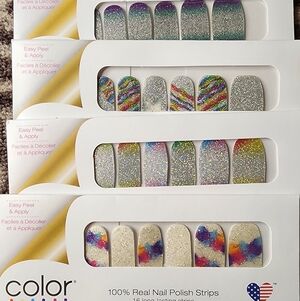 Color Street Silver and Rainbow Nail Strips